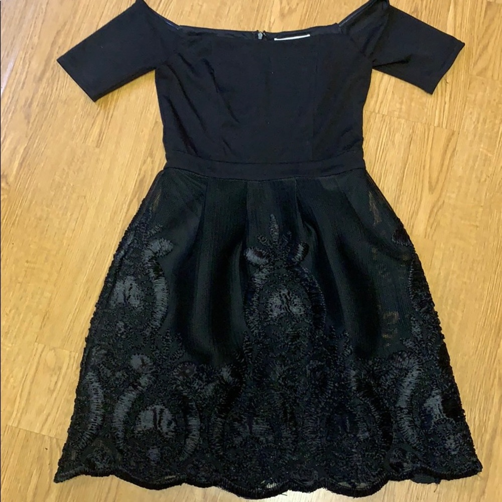 off the shoulder cocktail dress